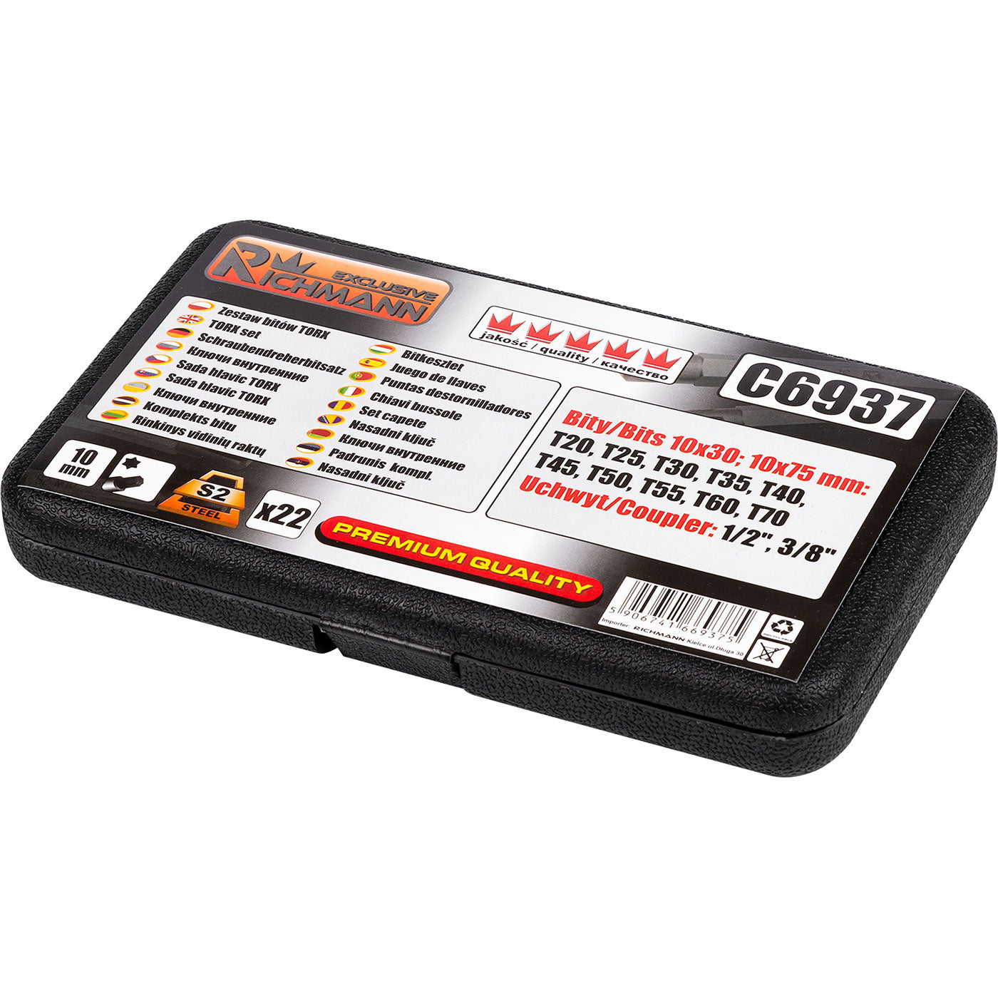 Zestaw bitów 22 el.torx t20-t70 s2 | C6937 - Centrum Techniczne Gałązka