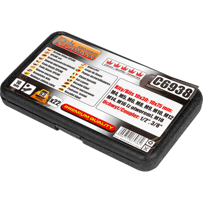 Zestaw bitów 22 el.spline m4-m18 s2 | C6938 - Centrum Techniczne Gałązka