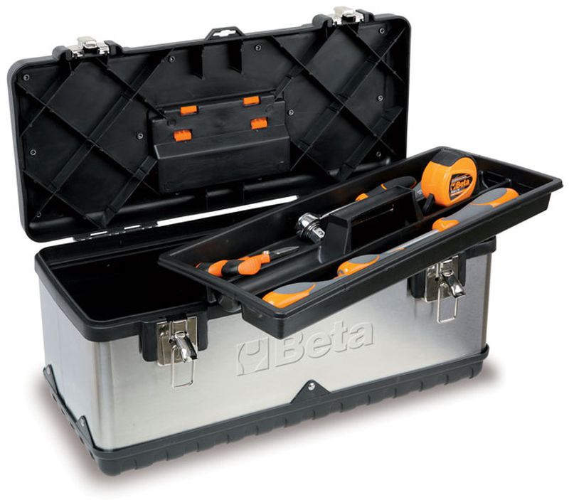 Skrzynka narzędziowa jednoczęściowa z wyjmowaną tacą ze stali INOX | 2117/CP17