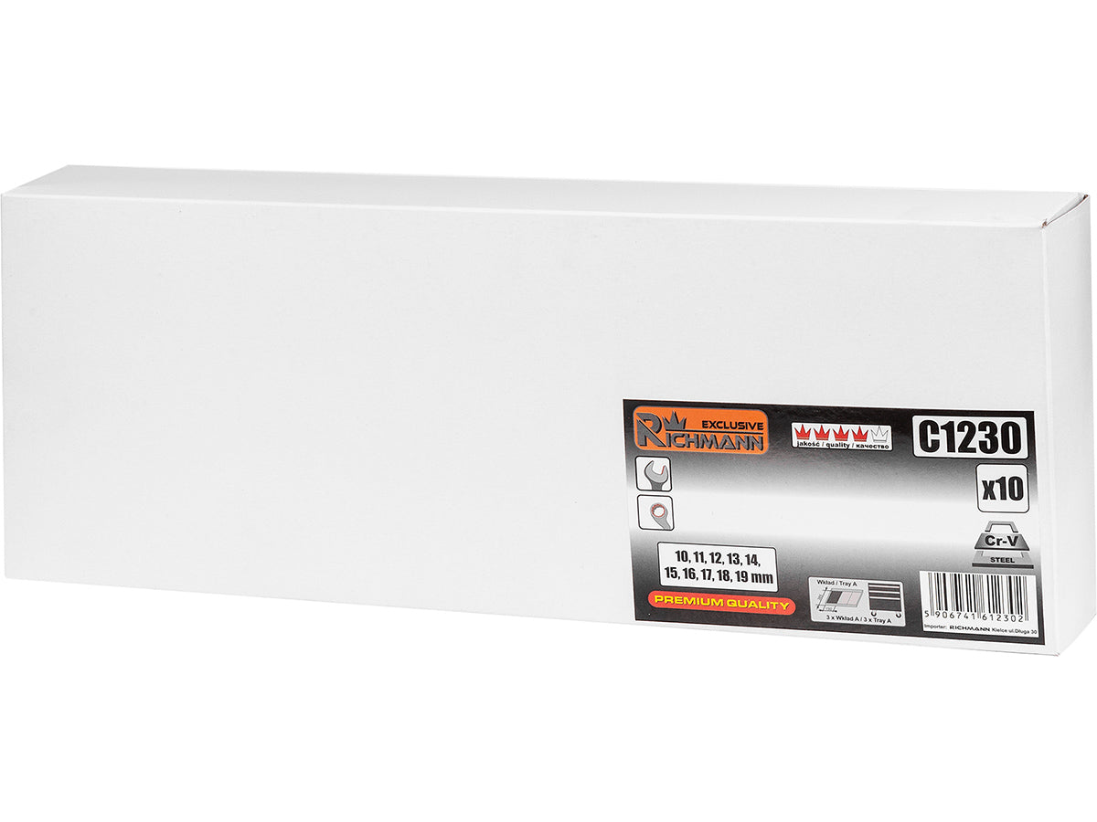 Wkład - klucze krótkie pł.-oczk. 10-19 mm (tacka c1101 w zestawie) | C1230T - Centrum Techniczne Gałązka