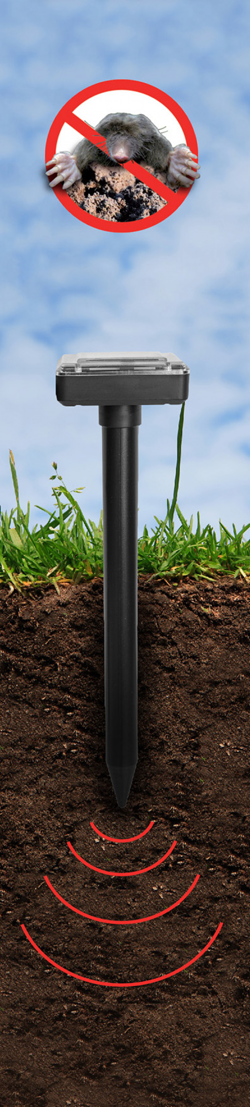 Solarny odstraszacz na krety i gryzonie - kwadratowy, duży | CTRL-MO101S