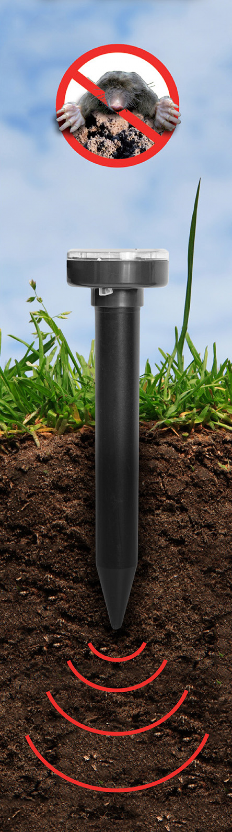 Solarny odstraszacz na krety i gryzonie - okrągły ABS | CTRL-MO111S