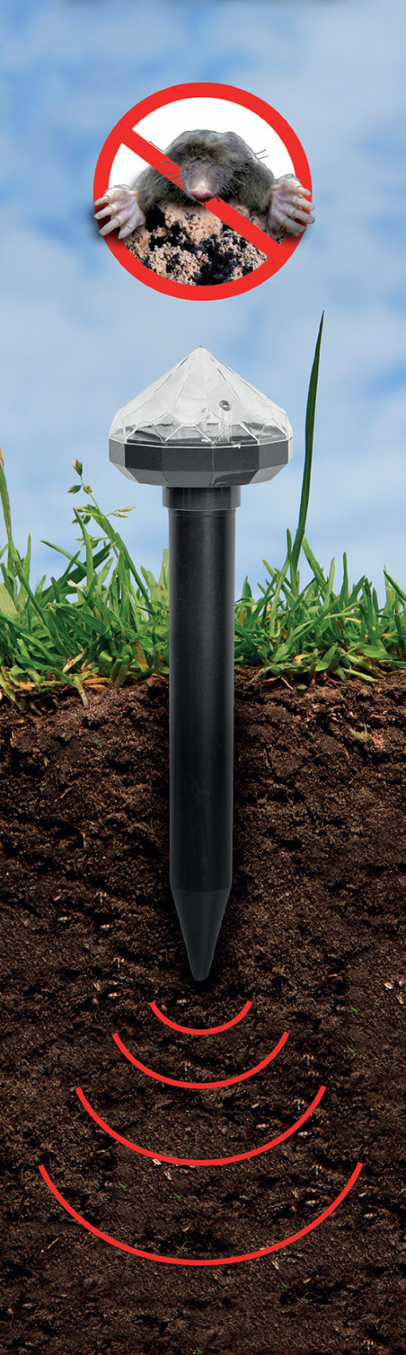 Solarny odstraszacz na krety i gryzonie- diament LED / ABS | CTRL-MO113S