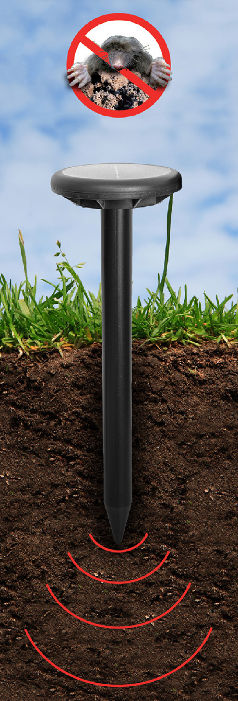 Solarny odstraszacz na krety i gryzonie - okrągła, duży | CTRL-MO102S