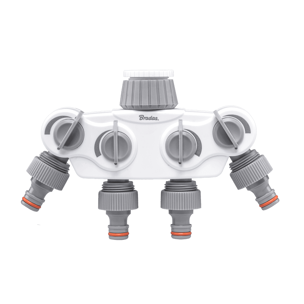 WHITE LINE Rozdzielacz 4-drożny SOLID z zaworami na kran 1" lub 3/4" | WL-3034K - Centrum Techniczne Gałązka