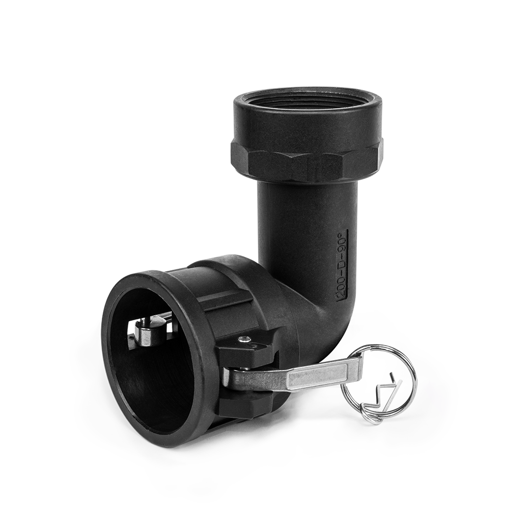 Camlock TYP D gniazdo z GW 2" kolanko - PP - IBC | IBC-CGBK200/PP - Centrum Techniczne Gałązka