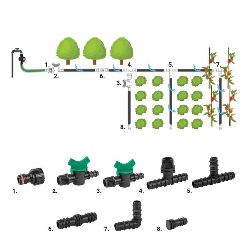 Zestaw akcesoriów do linii kroplującej 16mm - 42 szt. | DSWA20-SET2