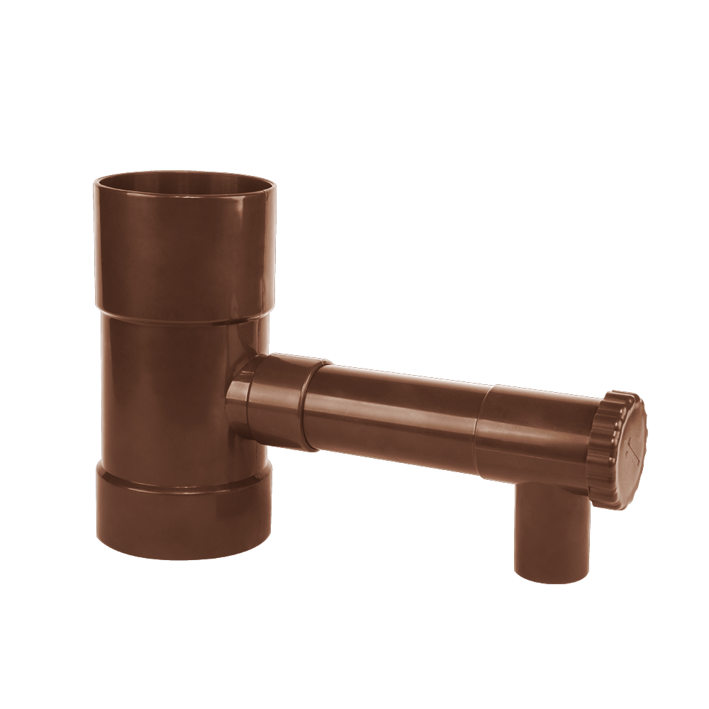 Zbieracz / łapacz wody deszczowej z zaworem - 80mm / BRĄZOWY | IBCLZ1-080-BR - Centrum Techniczne Gałązka