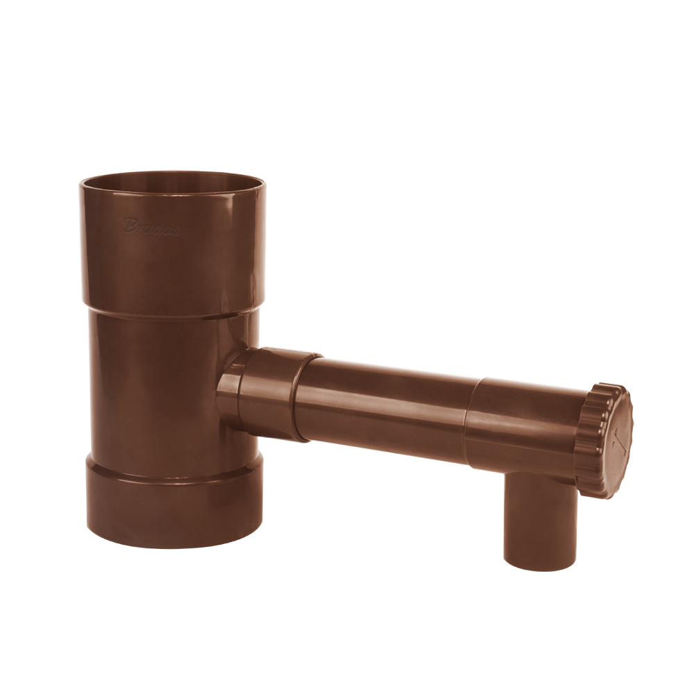 Zbieracz / łapacz wody deszczowej z zaworem - 90mm / BRĄZOWY | IBCLZ1-090-BR - Centrum Techniczne Gałązka