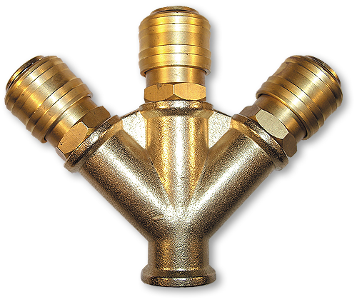 Trójnik GW 3/8" + 3 szybkozłącza MOSIĄDZ | SP025 - Centrum Techniczne Gałązka