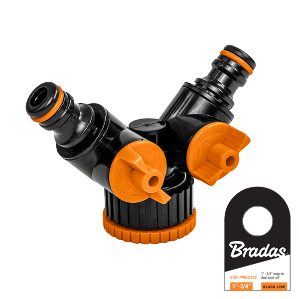 BLACK LINE Trójnik z dwoma zaworami GW 1" / 3/4" z etykietą | ECO-PWB2222 - Centrum Techniczne Gałązka