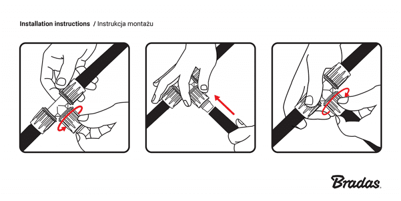 Łącznik QJ do rur kroplujących PE 16mm, wpinka do węża FLAT z uszczelką | DSWAQJ-L16