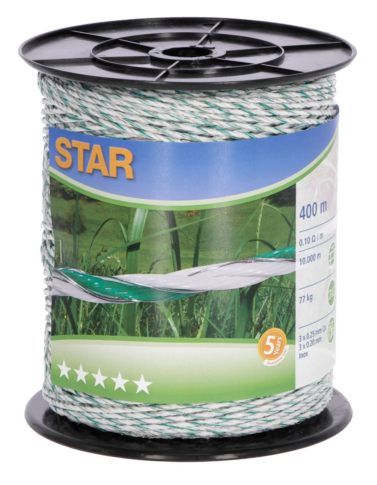 Plecionka ogrodzeniowa skrętka 2,2mm 400m biało-ziel. 3 przewodniki | 44528