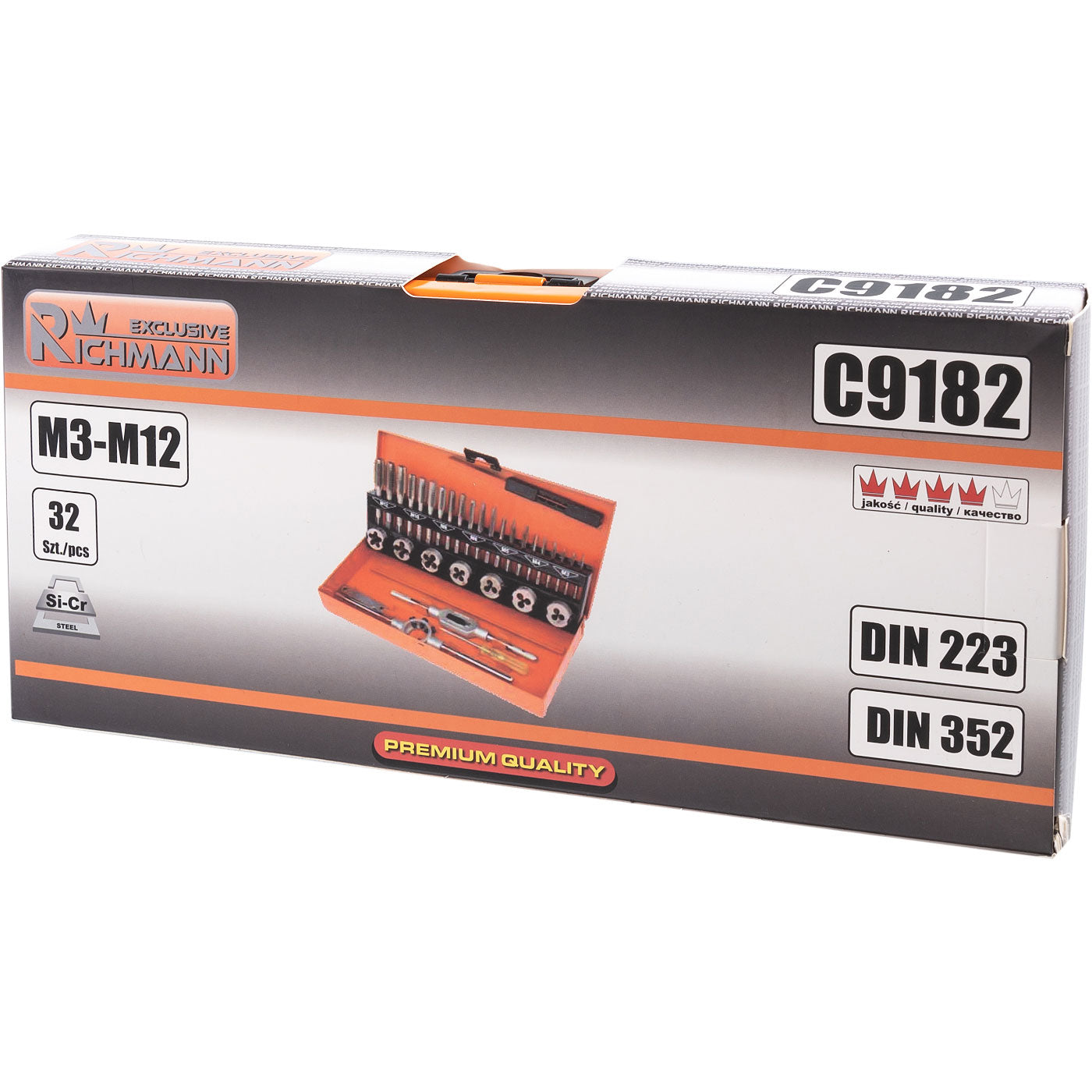 Zestaw gwintowników i narzynek m3-m12 z pokrętłami 32el. din352 | C9182 - Centrum Techniczne Gałązka