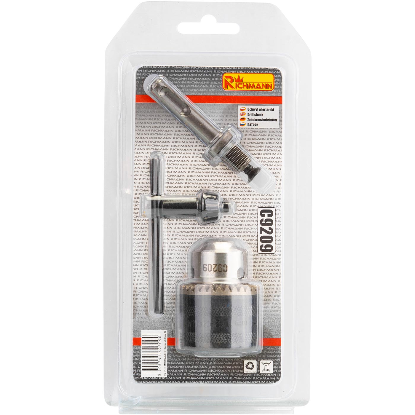 Uchwyt wiertarski gwint 1/2-20unf 1,5-13 mm + adapter sds | C9209 - Centrum Techniczne Gałązka