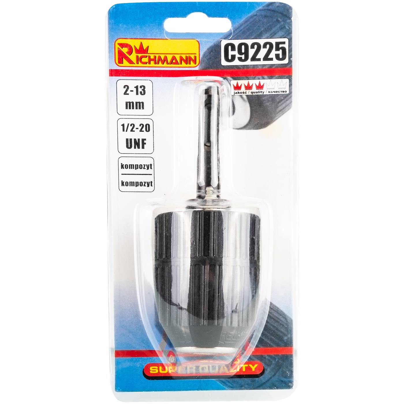 Uchwyt wiertarski samozacisk 2-13 mm 1/2-20unf + adapter sds | C9225 - Centrum Techniczne Gałązka