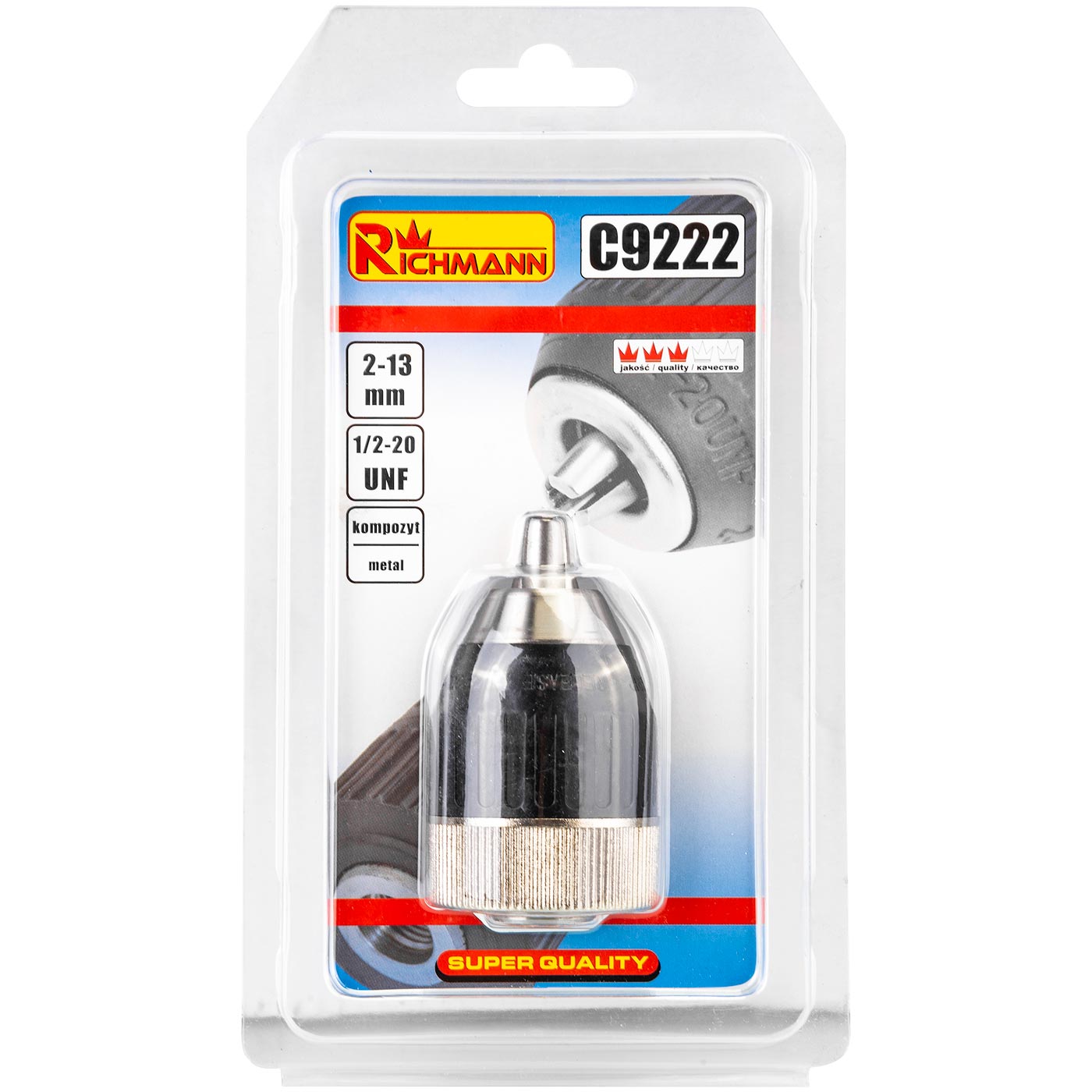 Uchwyt wiertarski samozacisk 2-13 mm 1/2-20unf kompozyt/metal | C9222 - Centrum Techniczne Gałązka