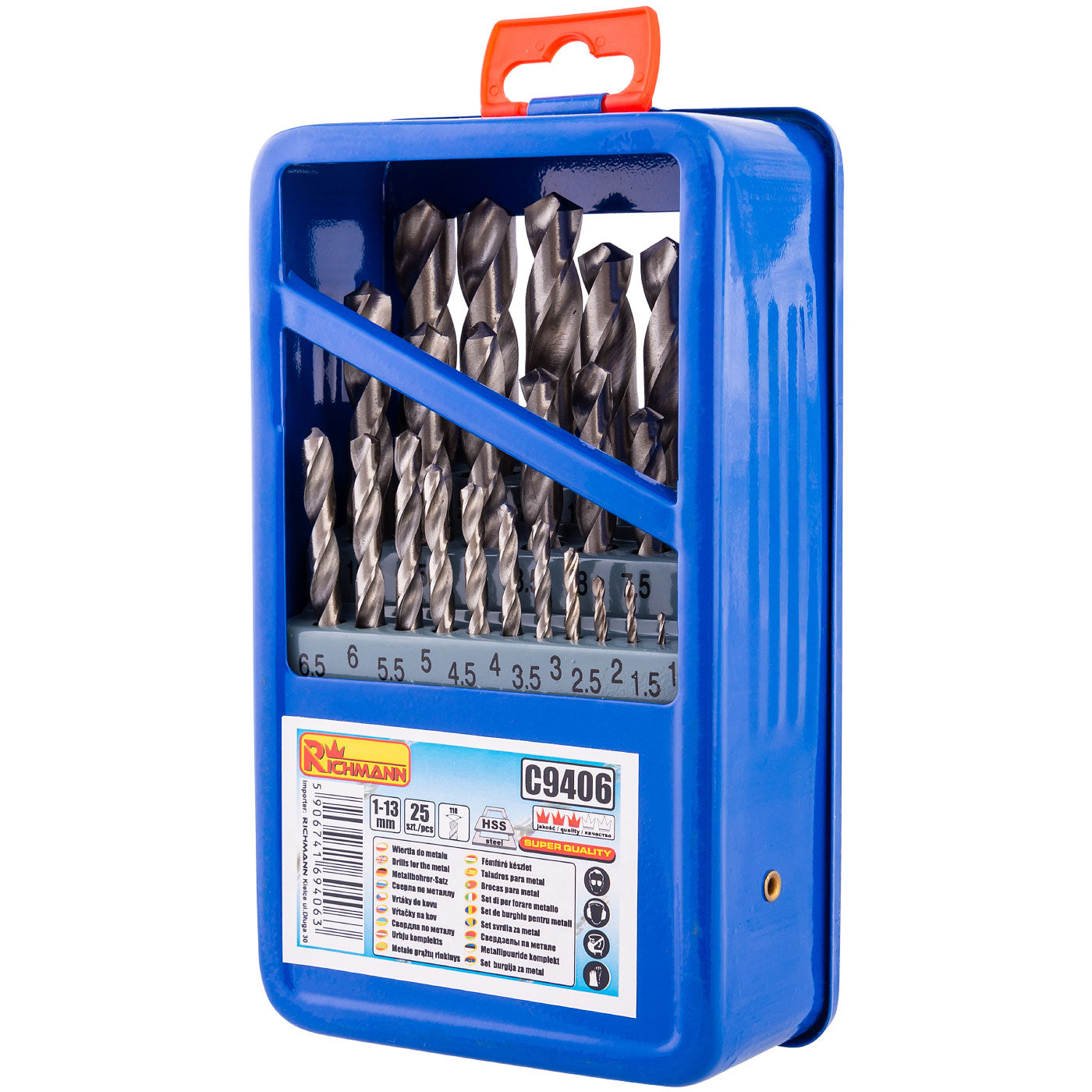 Wiertła do metalu 1-13 mm 25 elem. metalowe pudełko | C9406 - Centrum Techniczne Gałązka