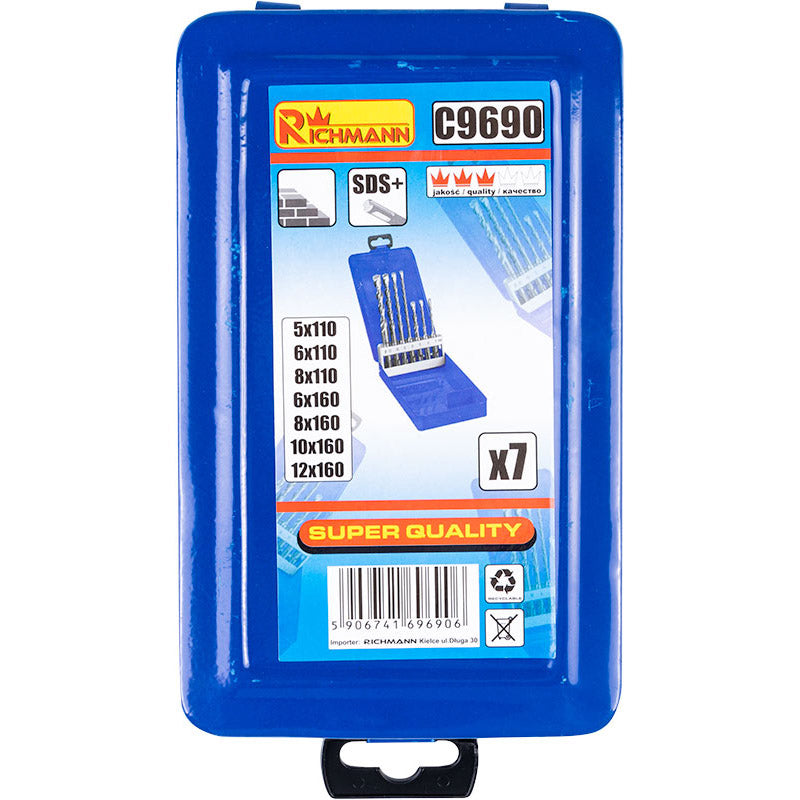 Wiertła do betonu sds+ 5-12mm 7 elem. x4 metalowe pudełko | C9690 - Centrum Techniczne Gałązka