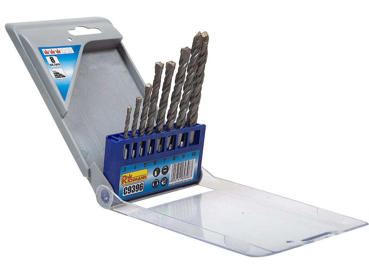 Wiertła do betonu 3-10 mm 8 elem. plastikowe pudełko | C9396 - Centrum Techniczne Gałązka