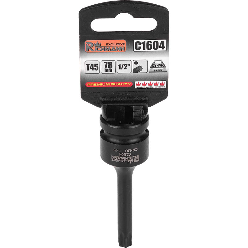 Nasadka 1/2" udarowa trzpieniowa torx tx długa T45x78 mm | C1604 - Centrum Techniczne Gałązka