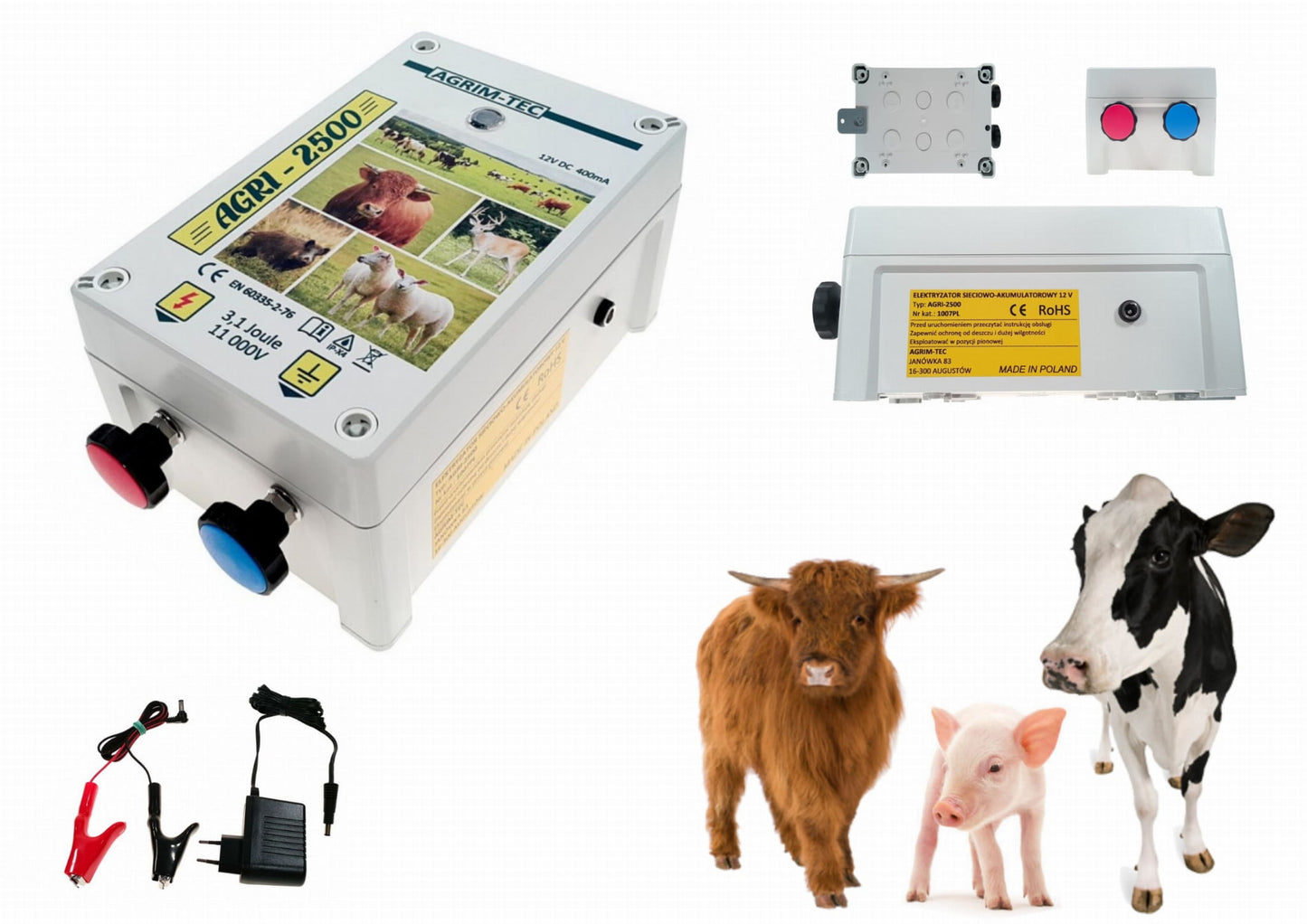 Elektryzator pastuch AGRI-2500 2J sieciowo-akumulatorowy 230V/12V | 1007PL