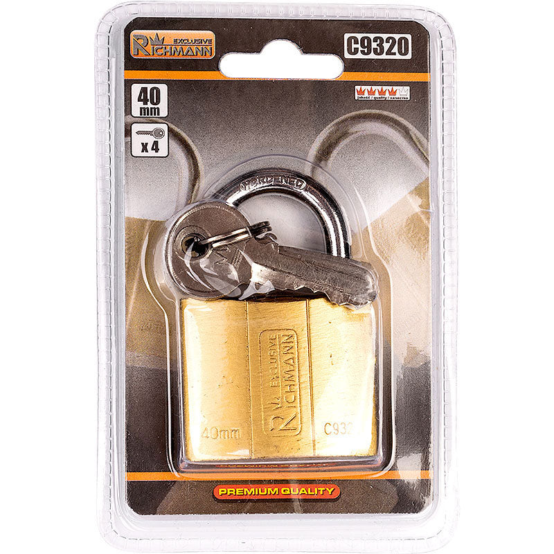 Kłódka zatrzaskowa stalowa złota 40 | C9320 - Centrum Techniczne Gałązka