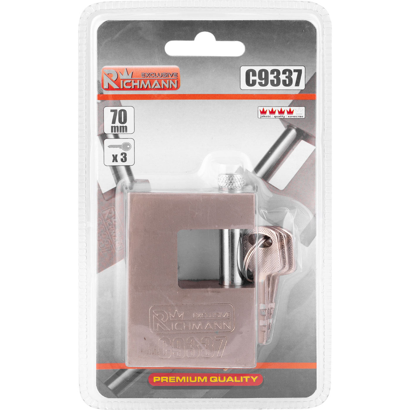 Kłódka zasuwkowa stalowa trzpieniowa 70mm | C9337 - Centrum Techniczne Gałązka