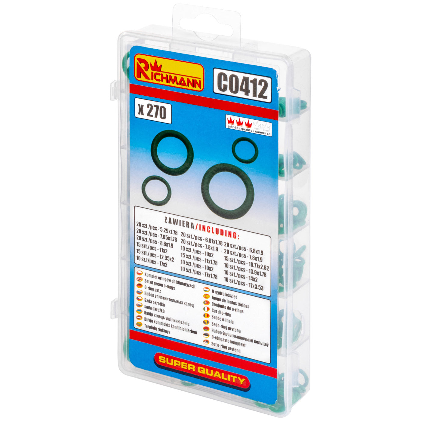 Zestaw oringów zielonych 270 szt. | C0412 - Centrum Techniczne Gałązka