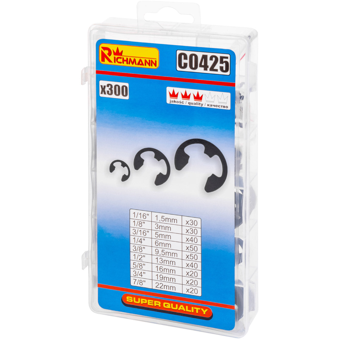 Zestaw pierścieni zapezpiecz. typu "e" 300 szt | C0425 - Centrum Techniczne Gałązka
