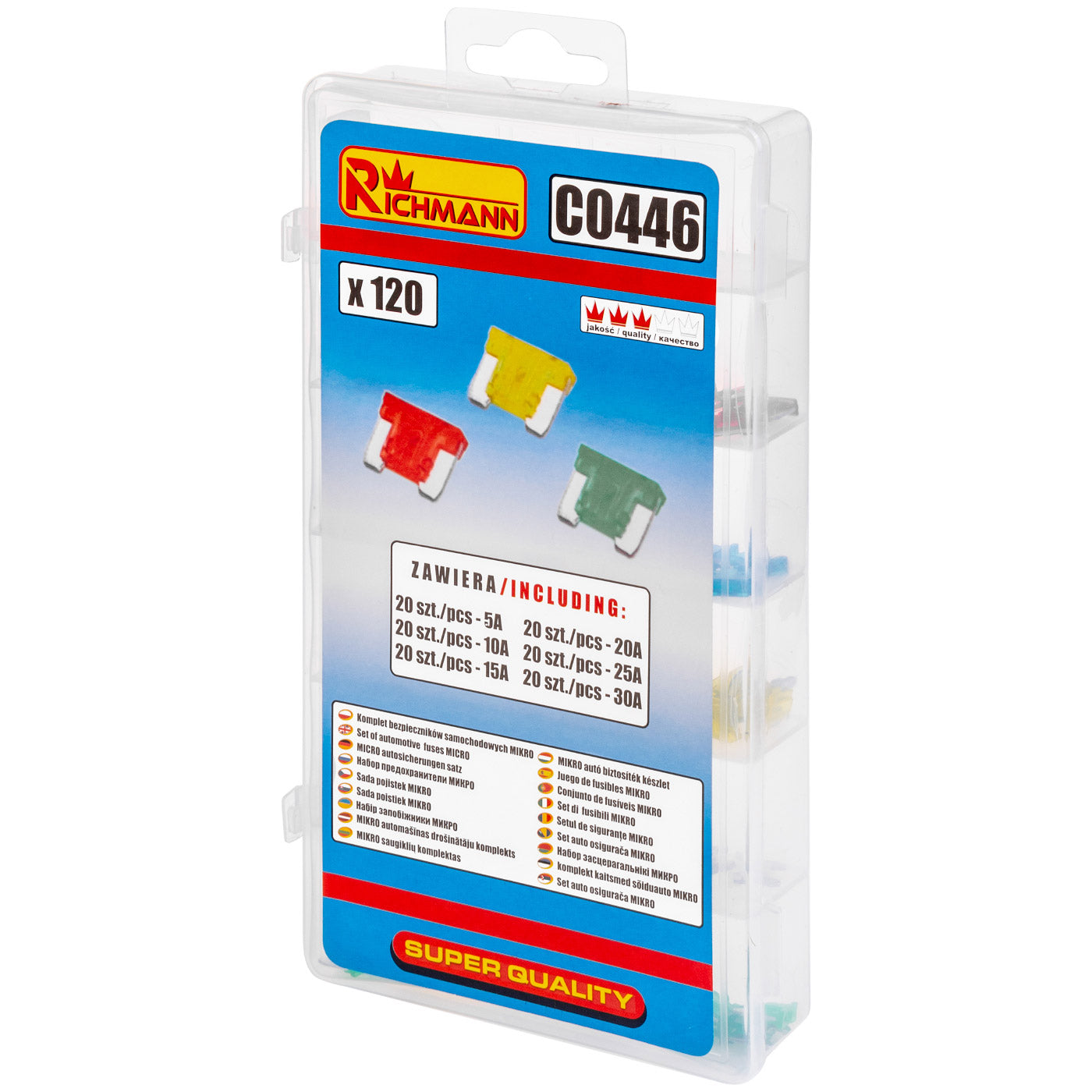 Zestaw bezpieczników mikro 120 szt | C0446 - Centrum Techniczne Gałązka