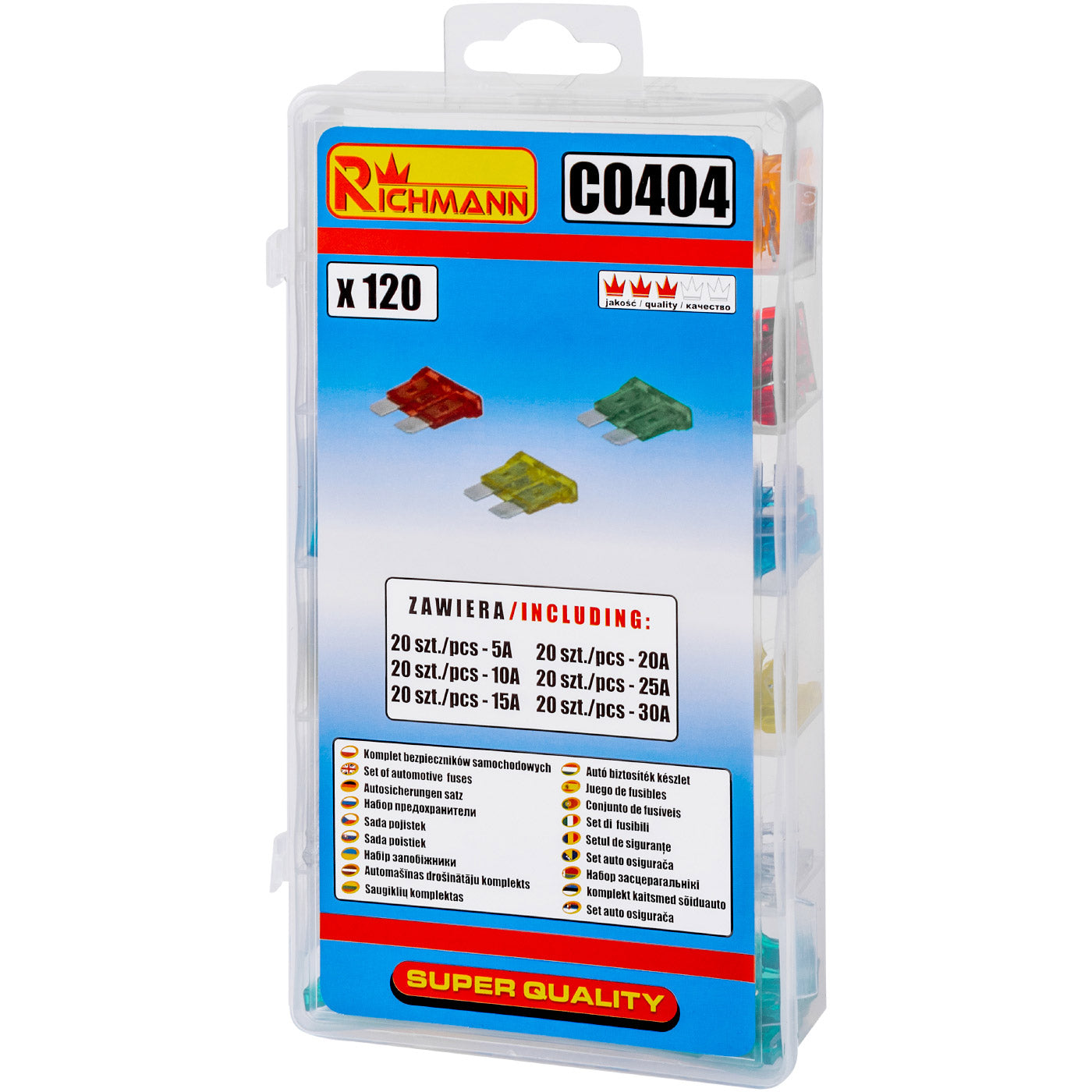 Zestaw bezpieczników 120 szt standard | C0404 - Centrum Techniczne Gałązka
