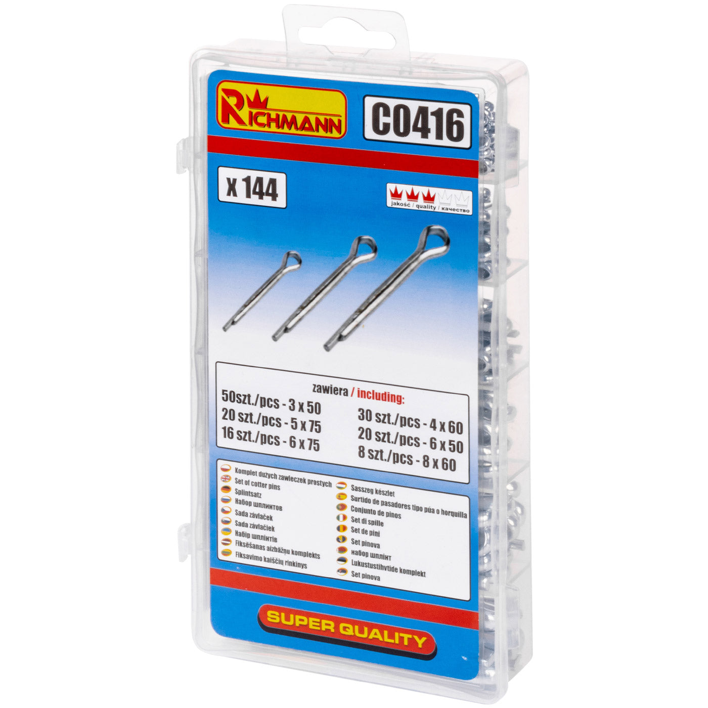 Zestaw zawleczek prostych dużych 144 szt | C0416 - Centrum Techniczne Gałązka