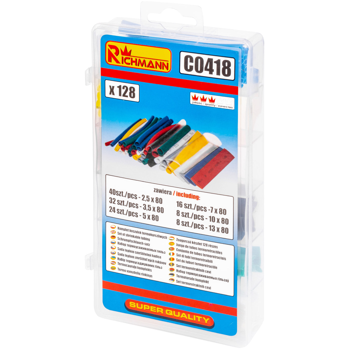 Zestaw koszulek termokurczliwych 128 szt | C0418 - Centrum Techniczne Gałązka