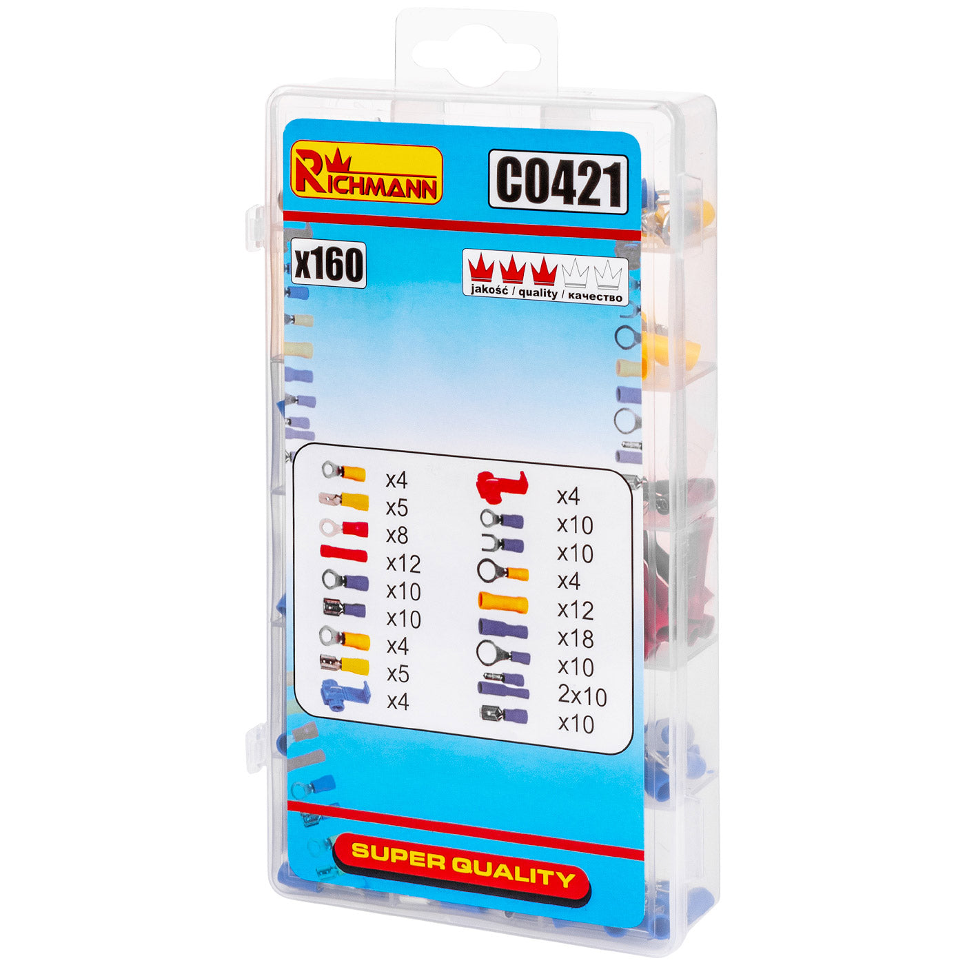 Zestaw końcówek i złącz elektrycznych 160 szt | C0421 - Centrum Techniczne Gałązka