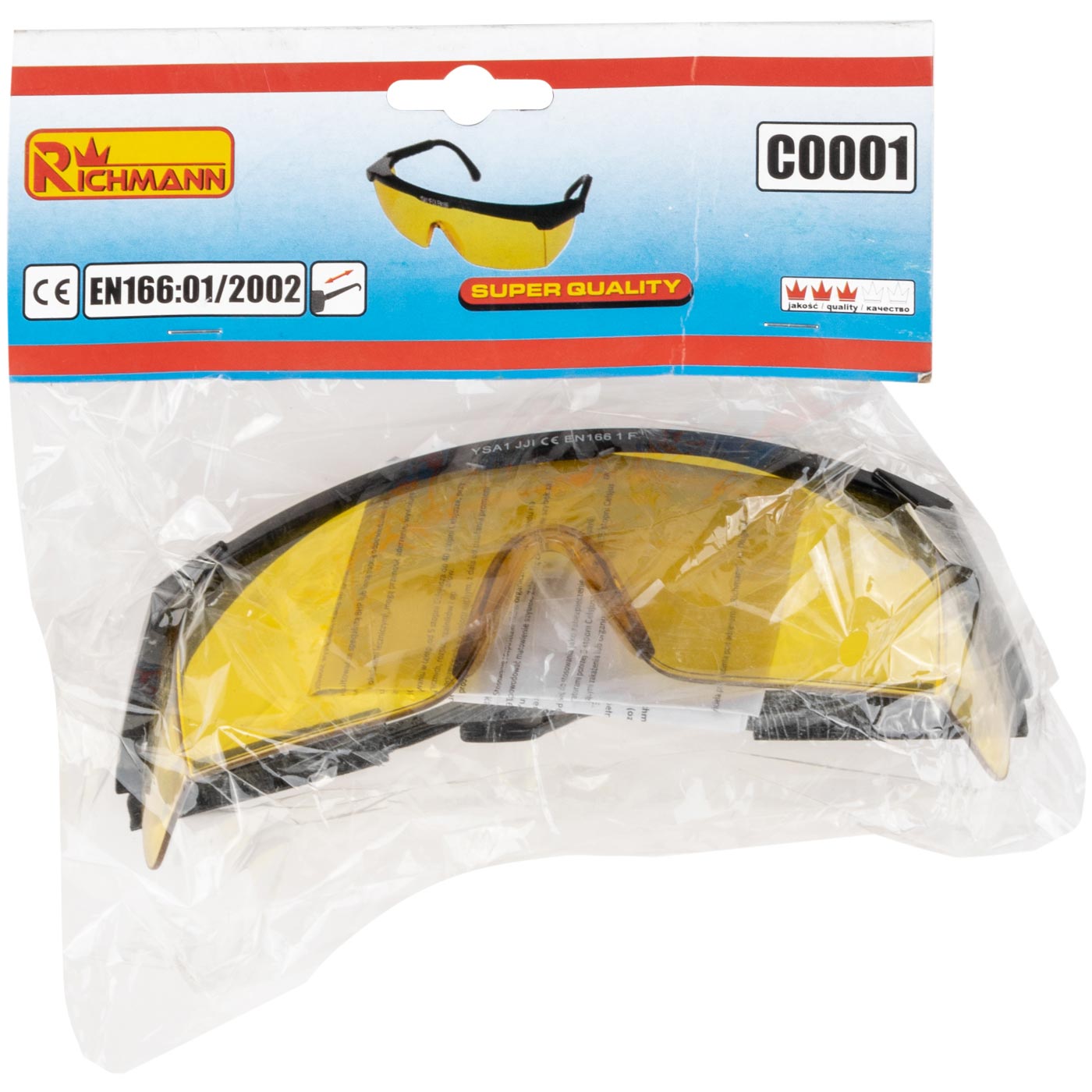 Okulary ysa1 żółte regulowane zauszniki ce en166 | C0001 - Centrum Techniczne Gałązka