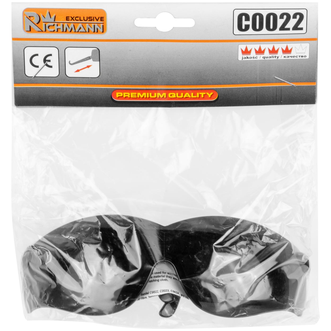 Okulary przeciwodpryskowe ysa9 czarne, regulowane zauszniki ce en166 | C0022 - Centrum Techniczne Gałązka