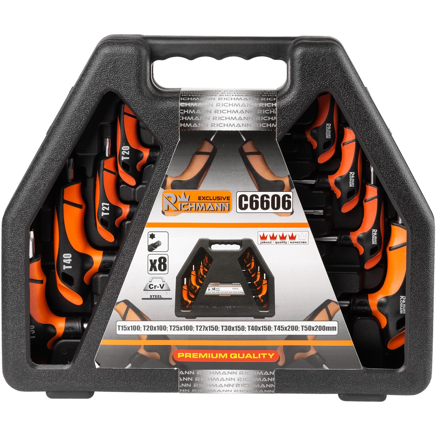 Klucze torx uchwyt "T" t15-t50 mm zestaw 8 el. | C6606