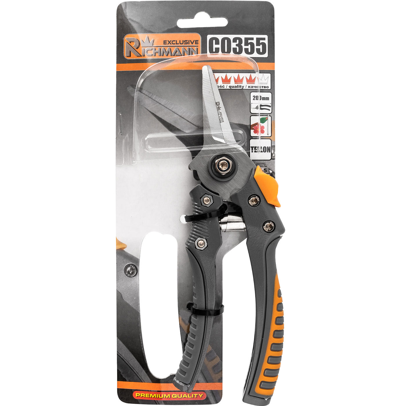 Sekator ogrodniczy alu/guma, do zawiązków, teflon, sk-5, 200 mm | C0355 - Centrum Techniczne Gałązka