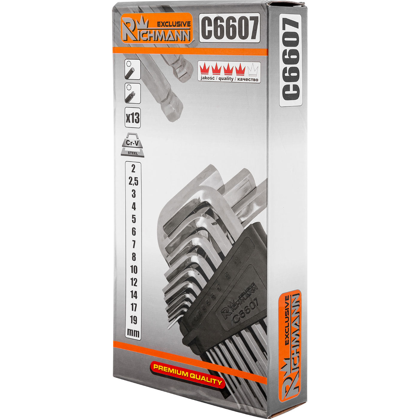 Zestaw 13 sztuk kluczy imbusowych z kulką 2-19 mm | C6607 - Centrum Techniczne Gałązka