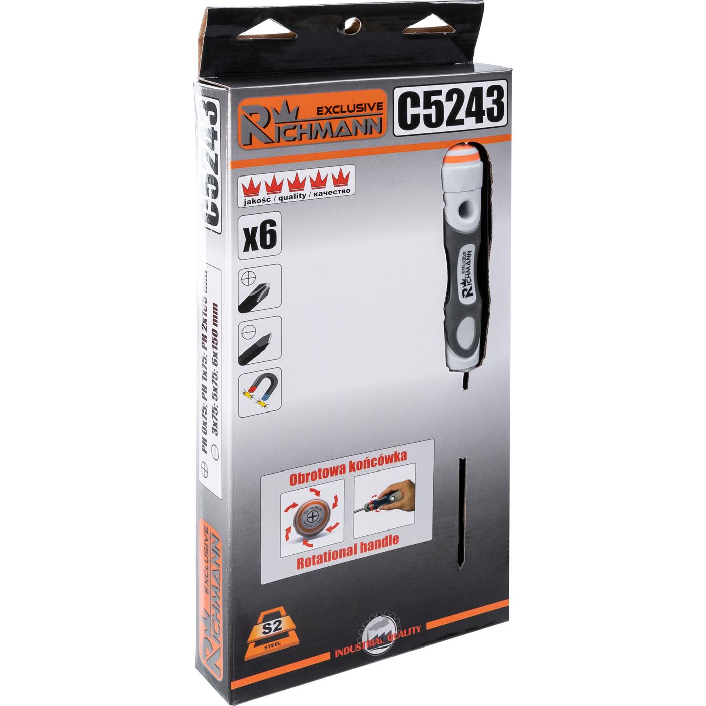 Zestaw Wkrętaków, obrotowa rączka, 6 elementów | C5243 - Centrum Techniczne Gałązka