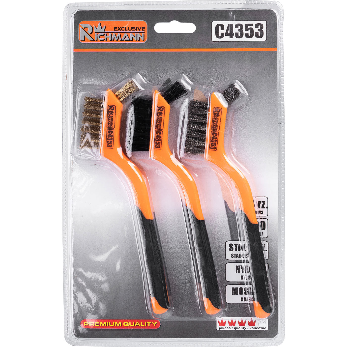 Szczotki druciane 3 elem. 180mm, plastikowe rączki | C4353 - Centrum Techniczne Gałązka