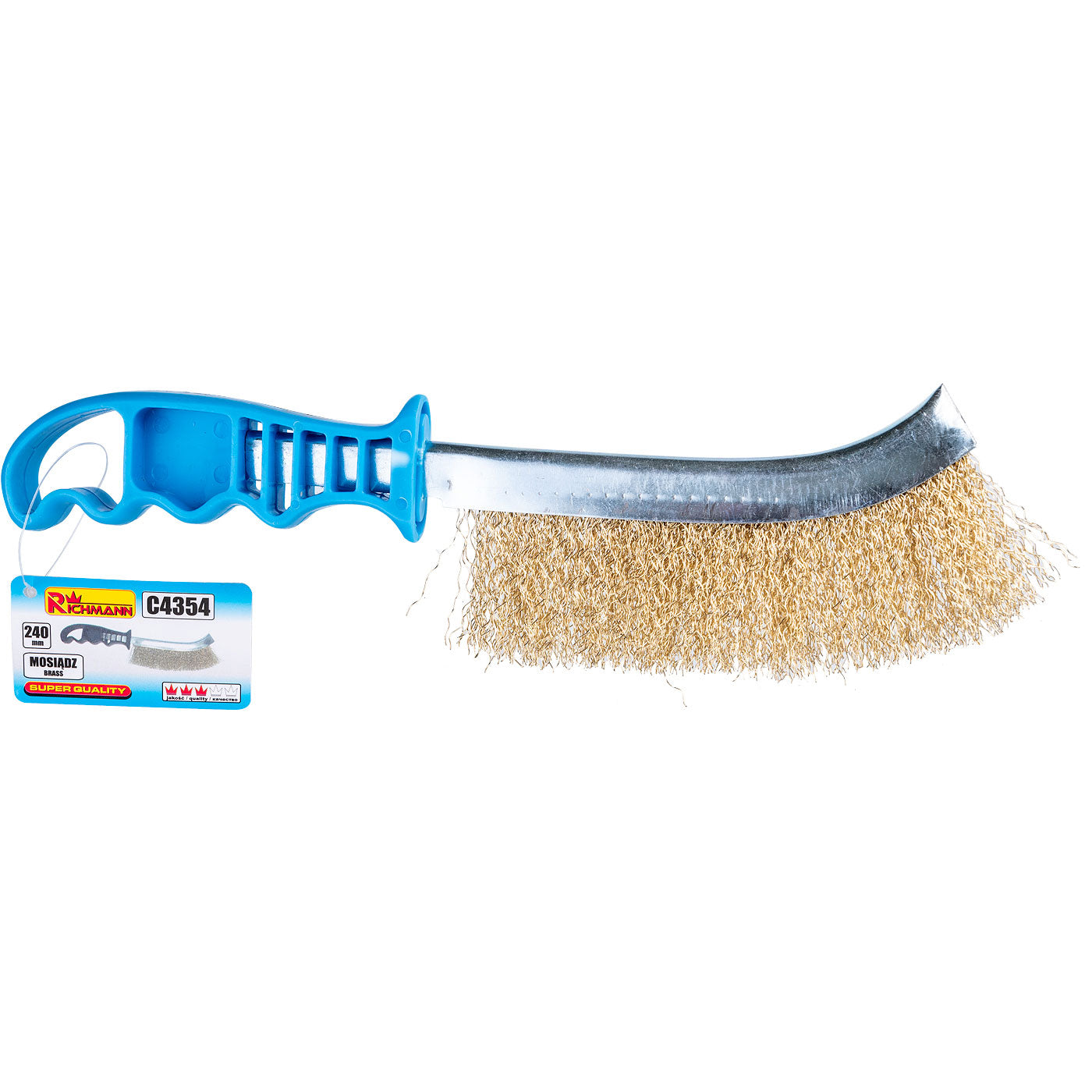 Szczotka druciana mosiądz 240mm, plastikowa rączka | C4354 - Centrum Techniczne Gałązka