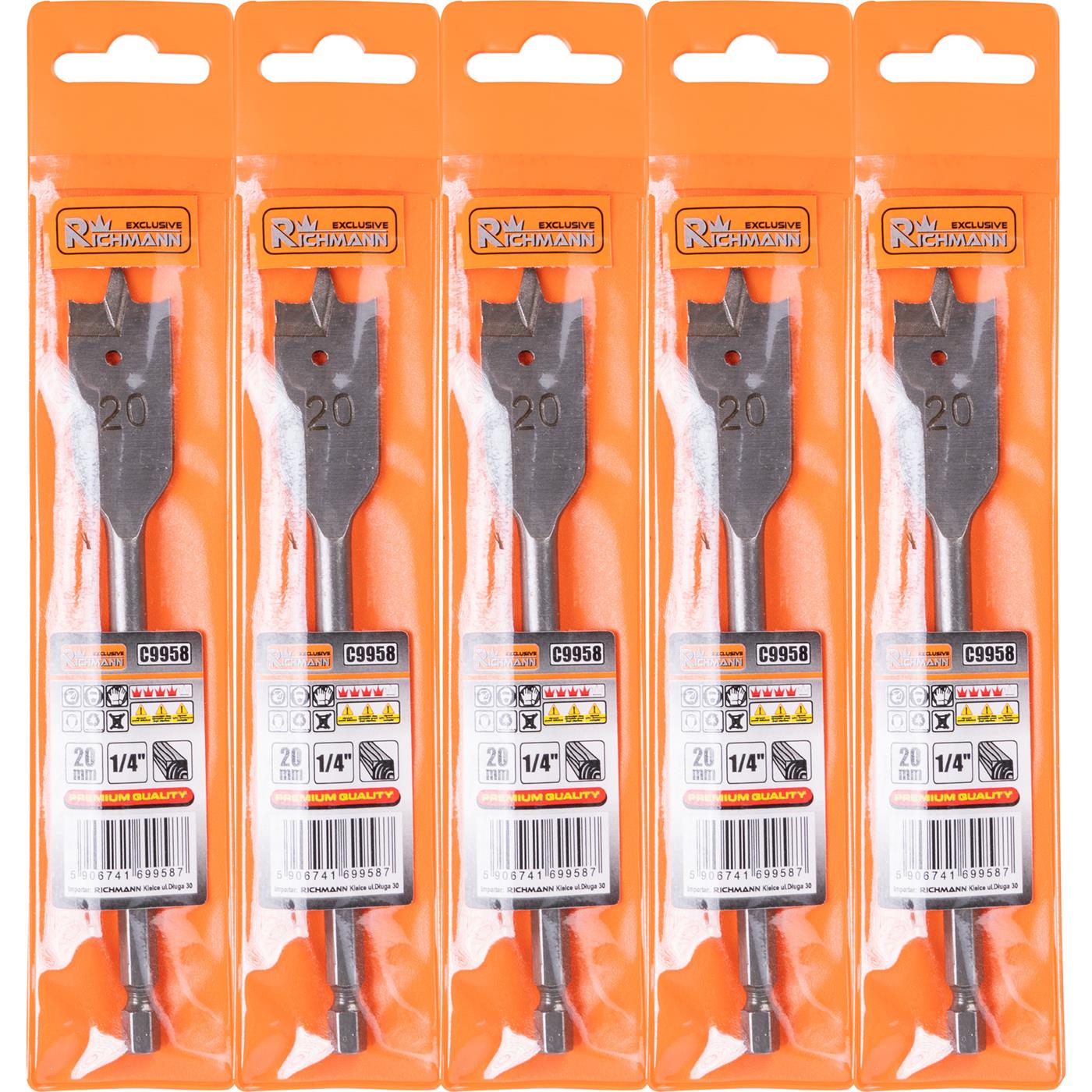 Wiertło piórkowe do drewna uchwyt 1/4 20mm | C9958 - Centrum Techniczne Gałązka
