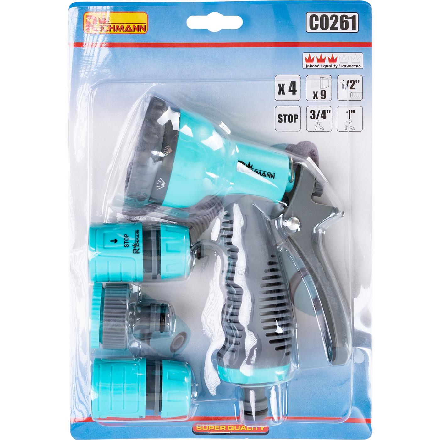 Zestaw do podlewania 9 funkcji 4 elem. 1/2 | C0261 - Centrum Techniczne Gałązka