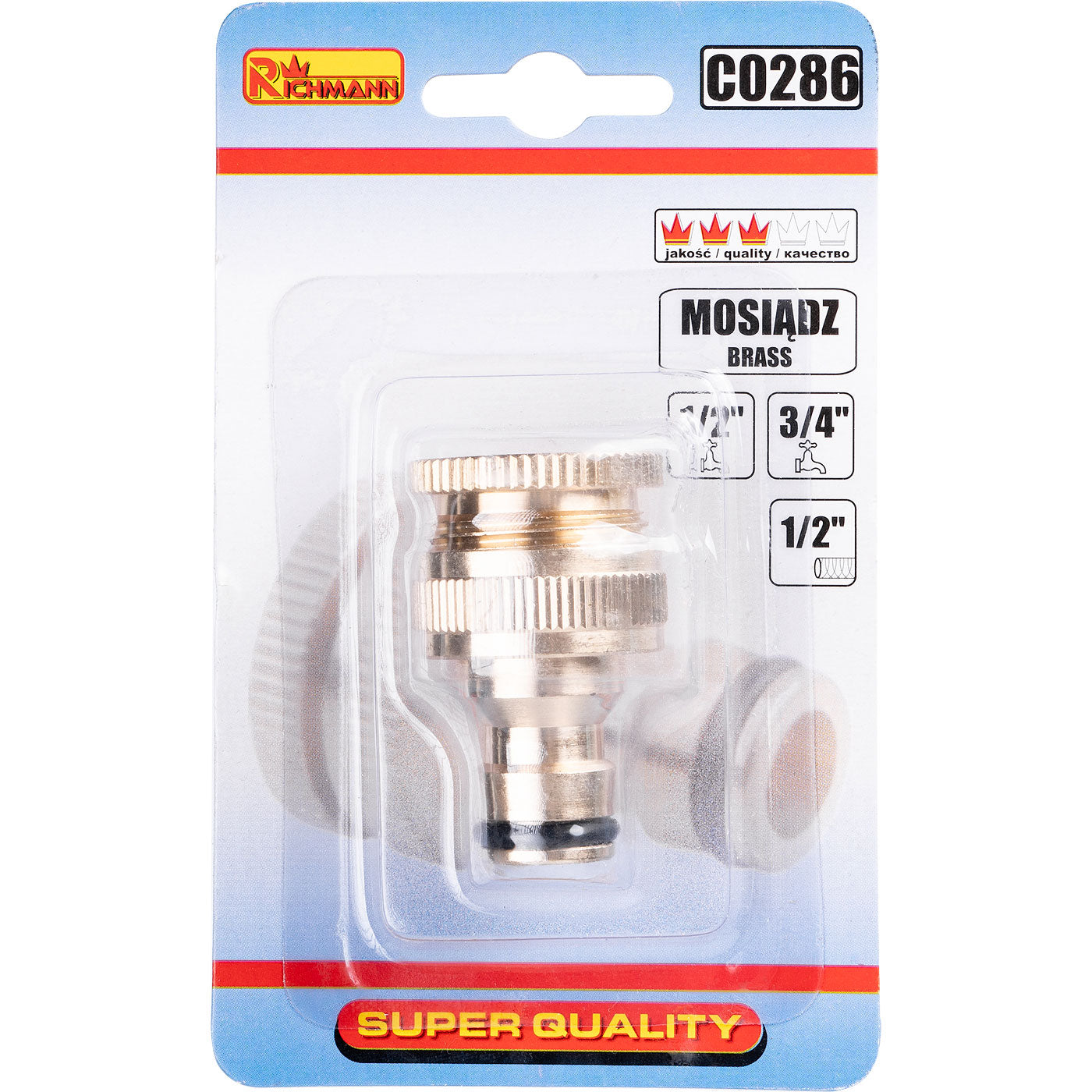 Przyłącze do kranu 1/2' - 3/4' mosiądz | C0286 - Centrum Techniczne Gałązka