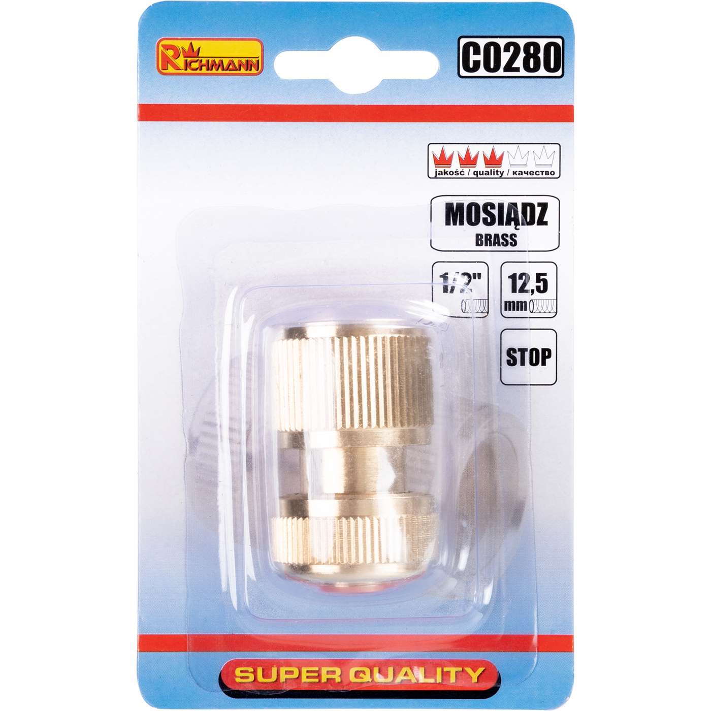 Szybkozłączka ogrodowa ze stopem 1/2' mosiądz | C0280 - Centrum Techniczne Gałązka