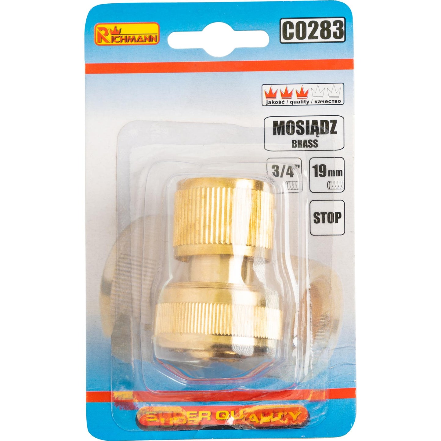 Szybkozłączka ogrodowa ze stopem 3/4' mosiądz | C0283 - Centrum Techniczne Gałązka