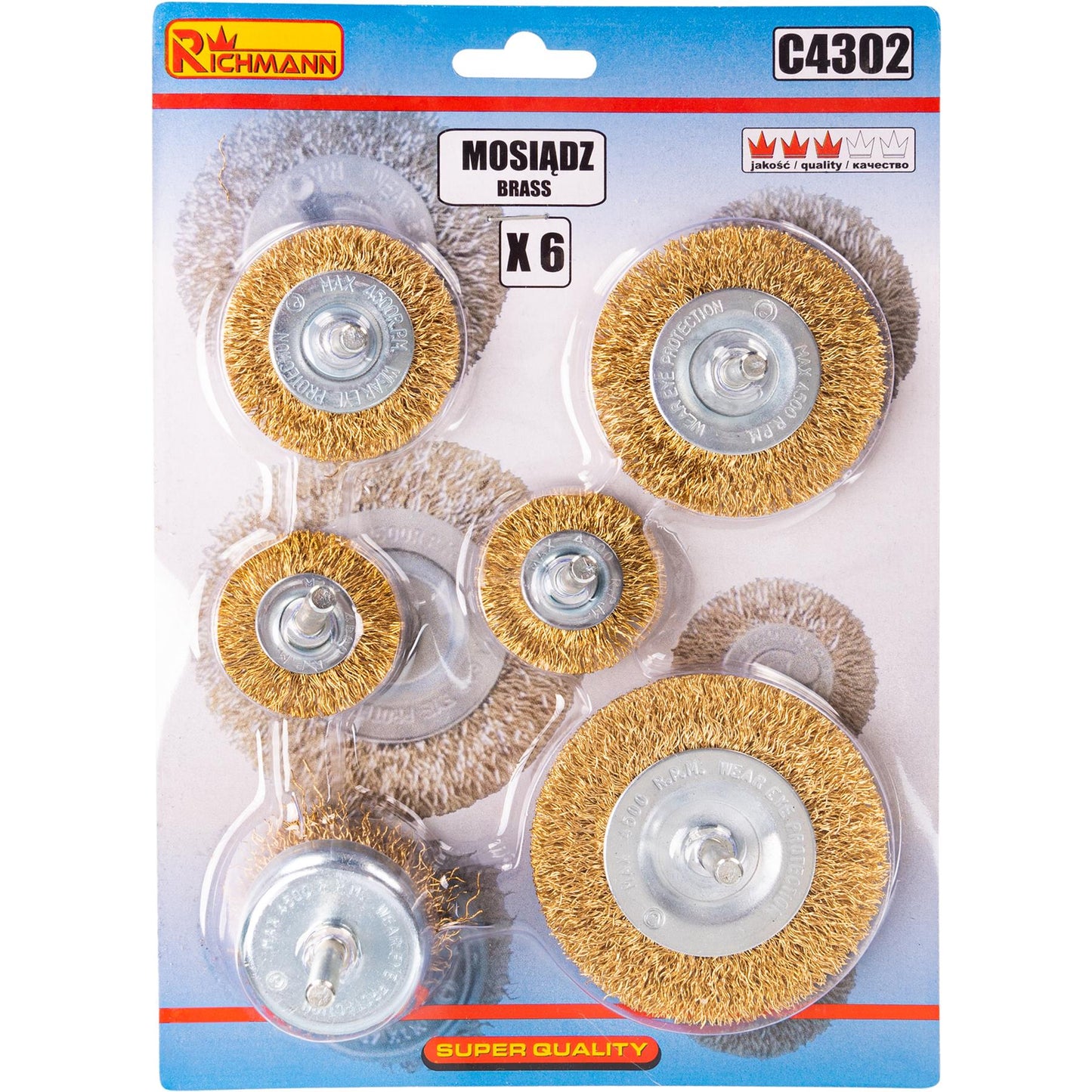 Szczotki do wiert. 6 elem. mosiądz | C4302 - Centrum Techniczne Gałązka