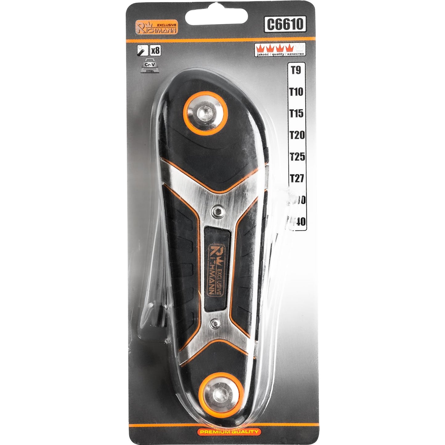 Klucze torx składane t9-t40, zestaw 8 el. | C6610 - Centrum Techniczne Gałązka